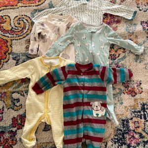 Lot of 5 Baby Boy 3-6M Footed PJs